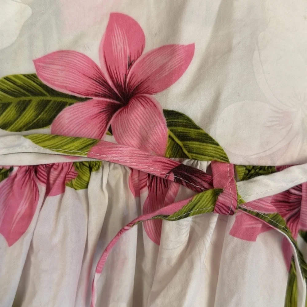 VTG Pacific Legend Hawaiian Dress Girls 3-4 Pink Hibiscus USA Cotton Tropical